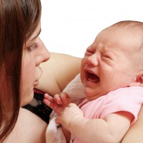 crying baby and mom