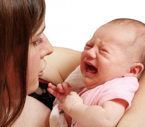 crying baby and mom